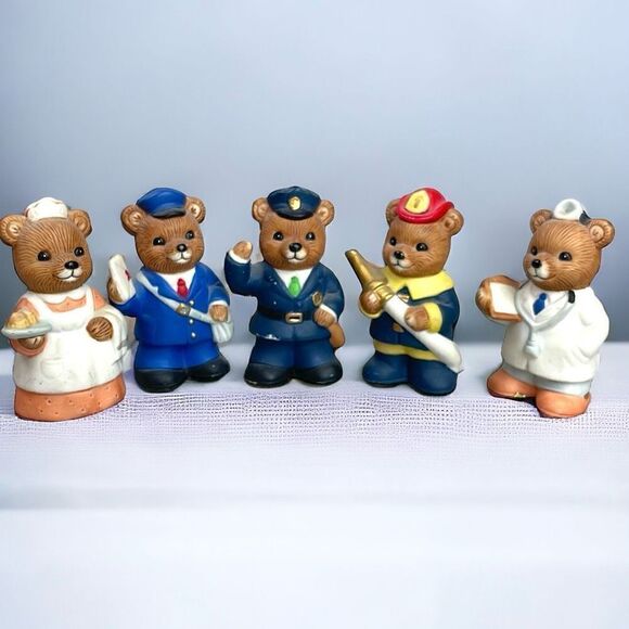 Homco Vintage Homco #8805 Essential Services Bear Figurines Lot of 5 - Picture 1 of 9